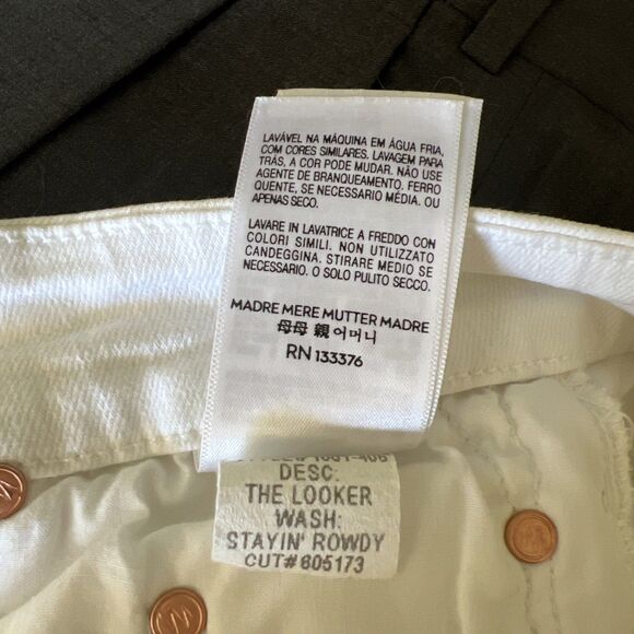 Mother Jeans The Looker Stayin Rowdy Size 25x29 Women White Stretch Distressed - Picture 13 of 14